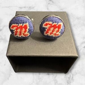 Needlepoint cufflinks - Ole Miss
